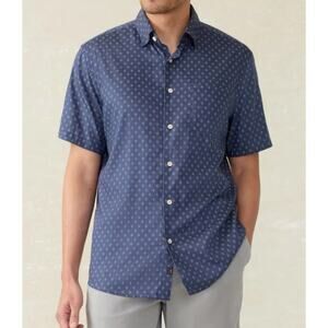 Faherty Men's XXL Movement™ Short-Sleeve Shirt Navy Dusk Diamond Print MSRP $160